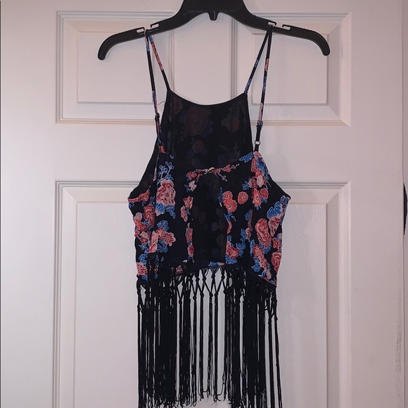 Boho Floral Fringe Large Crop Top - Picture 5 of 7